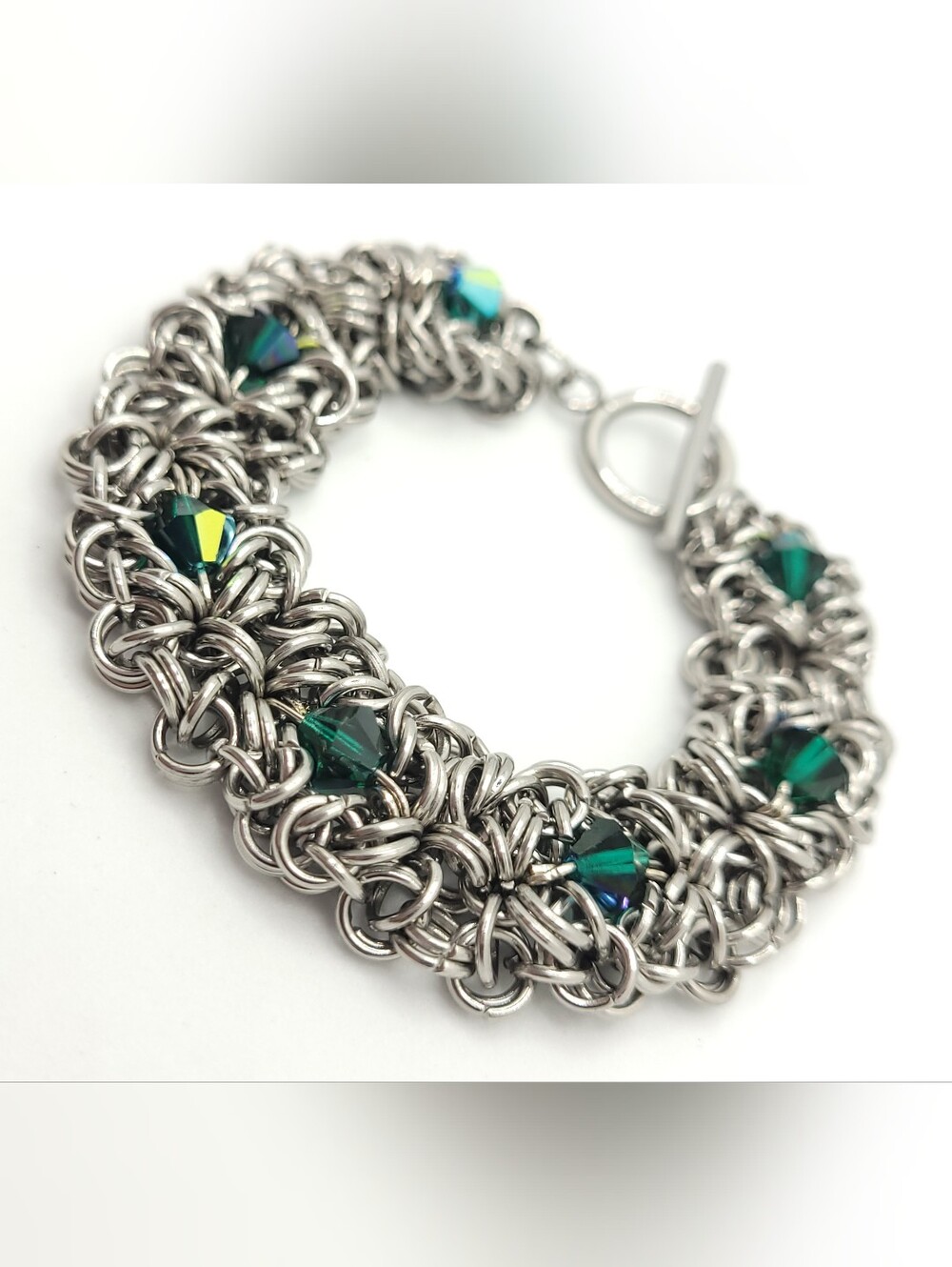 Anastasia Chainmaille Bracelet In Stainless Steel W/ Embedded Preciosa Crystals